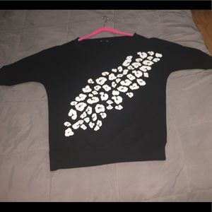Black Sweatshirt White Cheetah Print Design